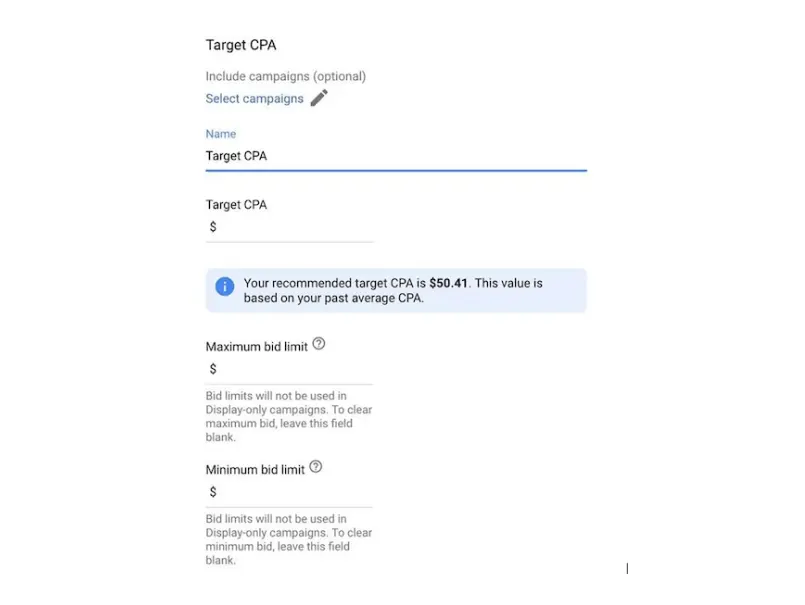 Google ad target CPA